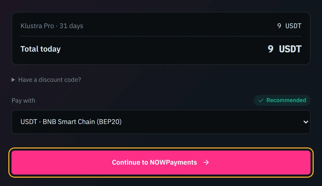 The order total, and the button that opens the payment page